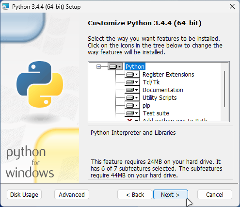 选择要安装的组件